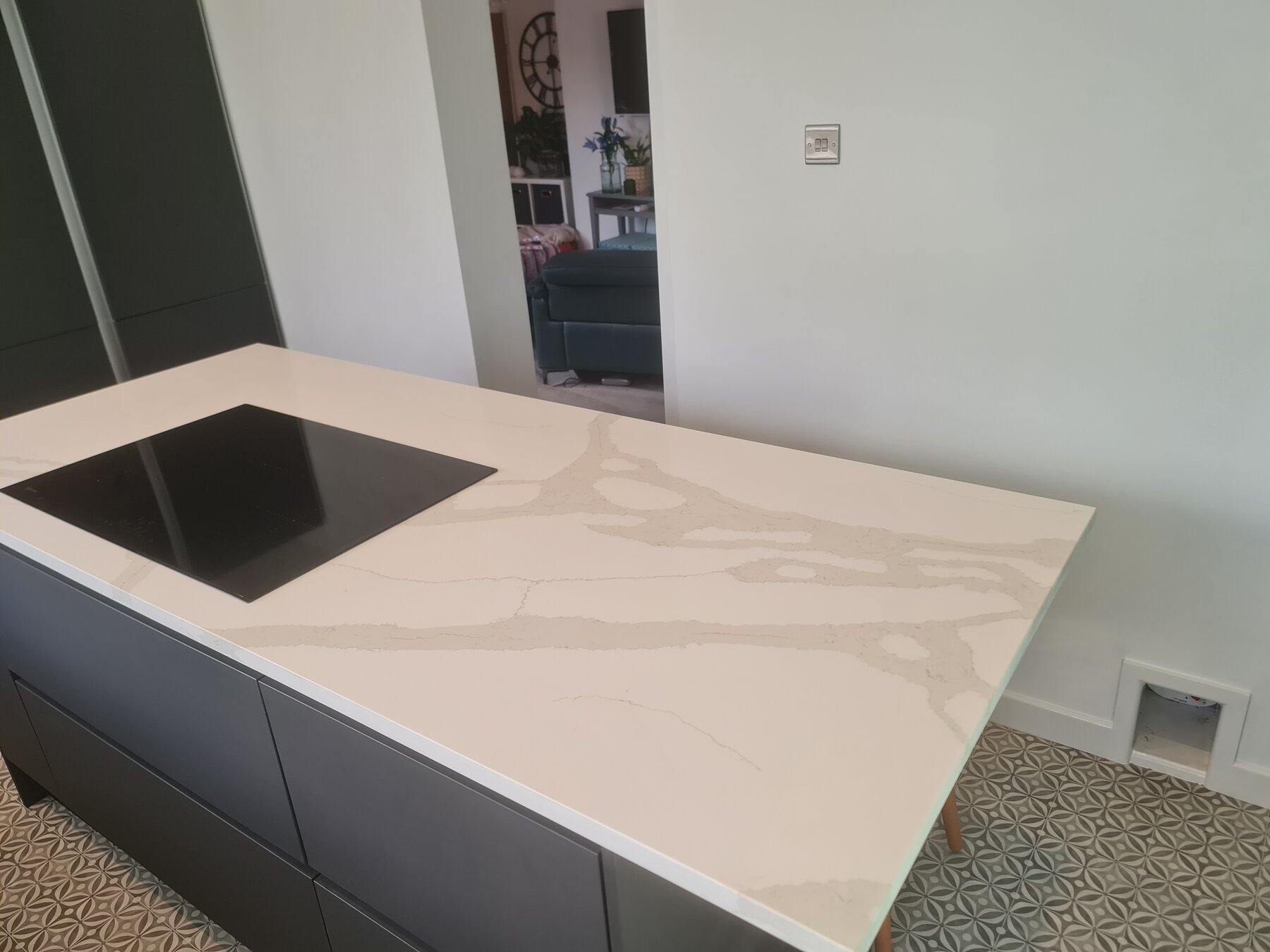 Charcoal English Shaker kitchen, tall cabinetry detail, Wirral