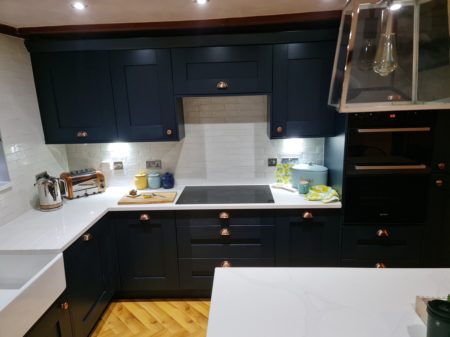 Charcoal English Shaker kitchen, gold hardware, Wirral
